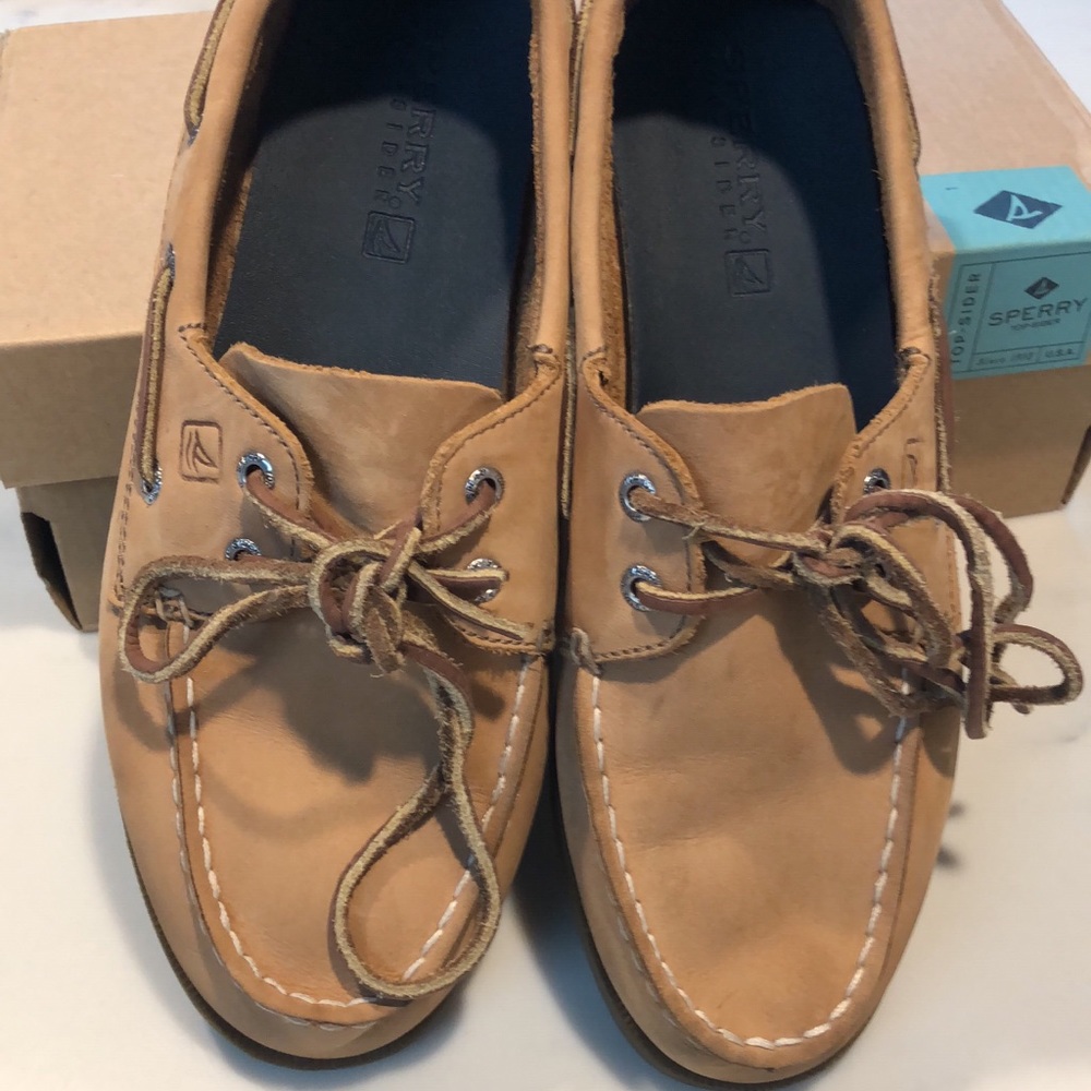 Boys Sperry Topsiders in Sahara Leather